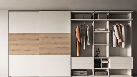 Cabina Armadio in laccato bianco opaco e legno Weekend 02 di Mab