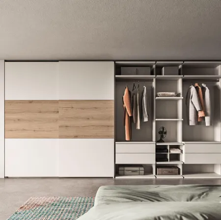 Cabina Armadio in laccato bianco opaco e legno Weekend 02 di Mab