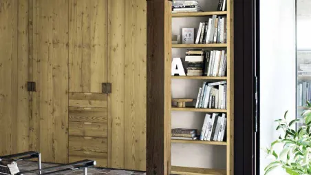 Armadio Maestrale 07 anta Nora in legno vecchio con libreria di Scandola