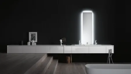 Mobile da Bagno sospeso in laccato lucido bianco INK NK05 di Compab