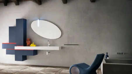 Mobile da Bagno sospeso in laccato opaco con lavabo integrato in Mineralguss JACANA LUXURY JA35 di Compab