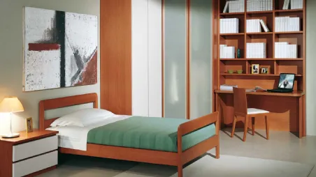 Cameretta componibile Camere composizione 07 con armadio angolare e scrivania con libreria di Fratelli Elli