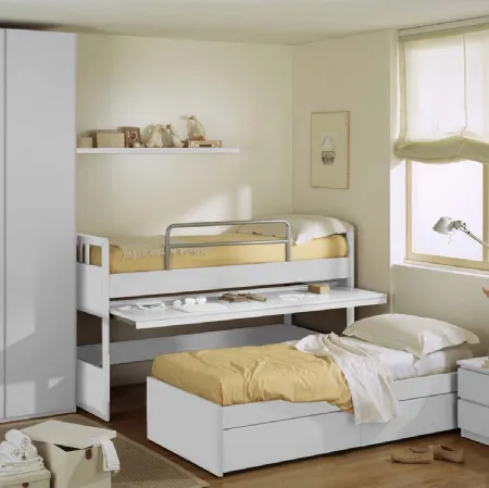 Cameretta in laccato bianco opaco Castelli composizione 01 con letto estraibile di Fratelli Elli