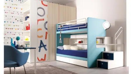 Cameretta in melaminico e laccato Alpha Letto a Castello A030 di Doimo Cityline