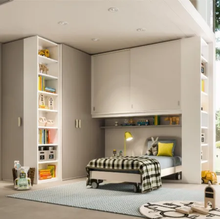 Cameretta a ponte angolare con colonna libreria Composizione-EN85 S75