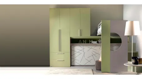 Cameretta in melaminico Alpha Letto a Soppalco E030 di Doimo Cityline