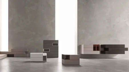 Gruppo notte componibile in laccato opaco Brick di Mab