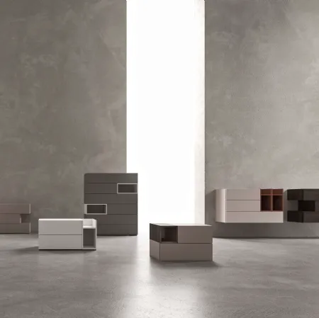 Gruppo notte componibile in laccato opaco Brick di Mab