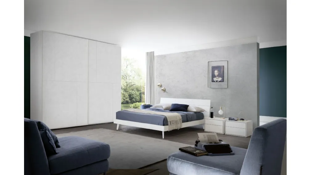 Comodino in laccato opaco cemento bianco Poker 10 di S75
