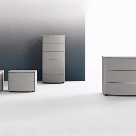 Gruppo notte moderno in laccato grigio opaco Tenso di Mab