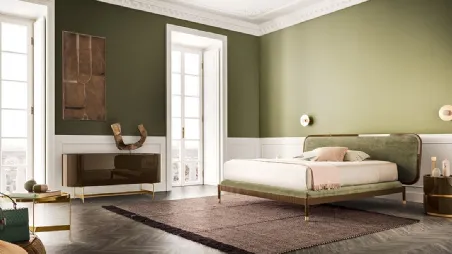 Letto con testiera in tessuto imbottito Amante di Pianca