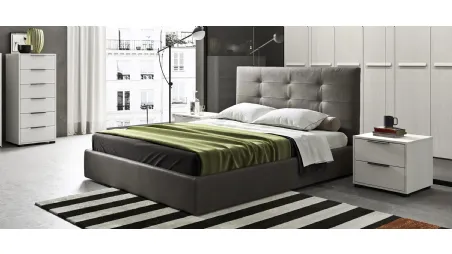 Letto con contenitore in ecopelle con testiera trapuntata Dandy di Mab