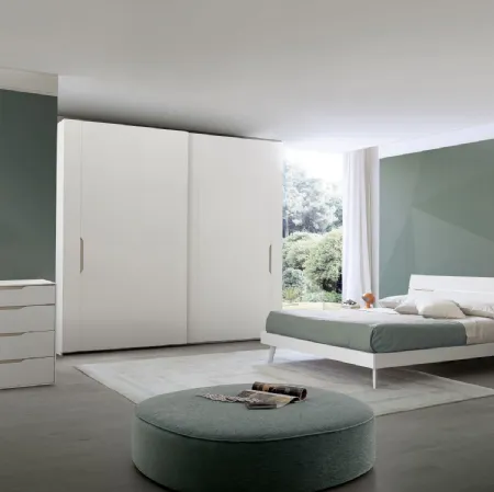 Letto con testiera in laccato bianco opaco Time Led di S75