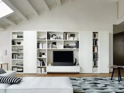 Libreria bianca moderna con porta tv di Sangiacomo Comp M5C94