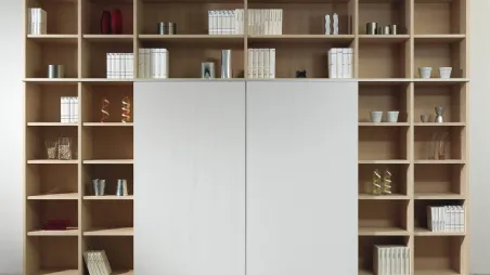 Libreria a muro in legno composizione 06 di Fratelli Elli