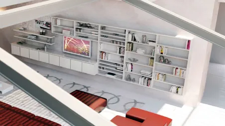 Libreria sospesa in legno laccato composizione 12 di Fratelli Elli