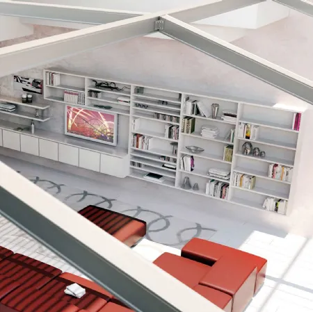 Libreria sospesa in legno laccato composizione 12 di Fratelli Elli