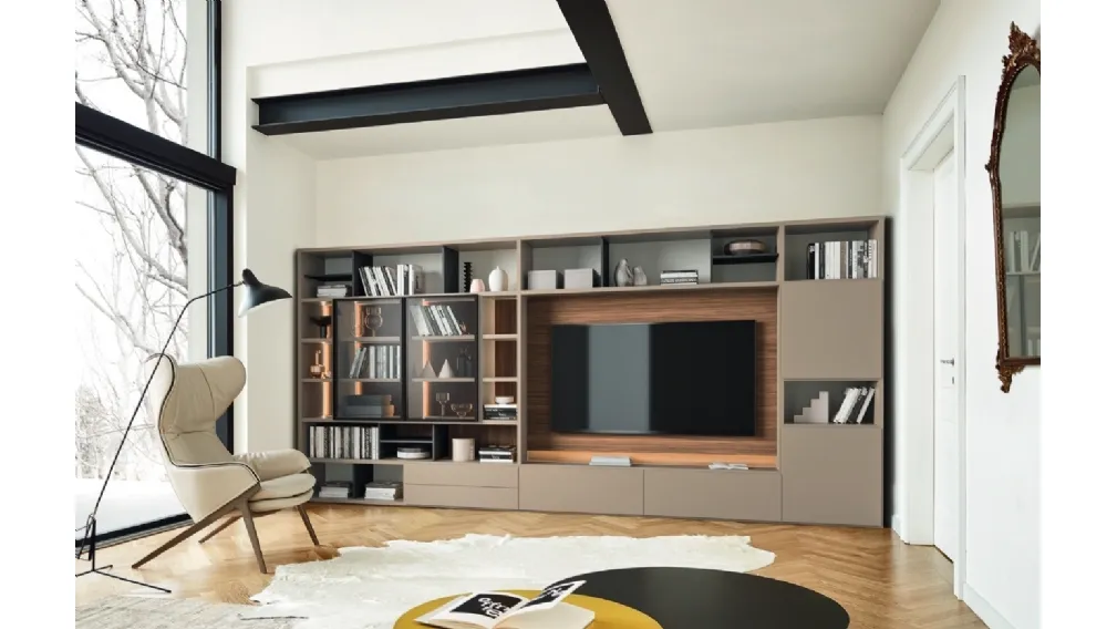 Libreria con vano porta TV Modo M6C60 di Sangiacomo