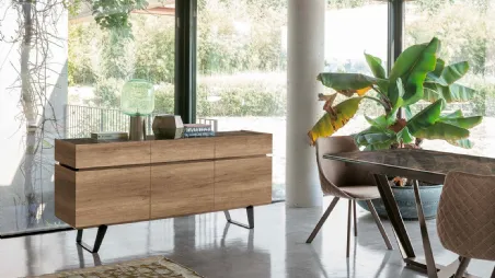 Madia Electa in laminato effetto legno e top in gres porcellanato di Target Point