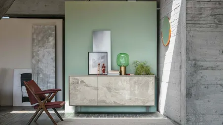Madia Giunone in laminato con inserto in Gres porcellanato effetto marmo di Target Point