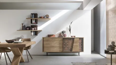 Madia Modus in laminato effetto legno e lamiera decorata di Target Point