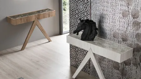 Mobile ingresso consolle Arrow con top in gres porcellanato e struttura in laminato di Target Point