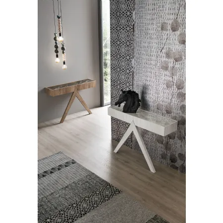 Mobile ingresso consolle Arrow con top in gres porcellanato e struttura in laminato di Target Point