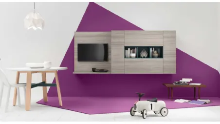 Parete attrezzata moderna in laccato opaco Modulo 8 di Veneta Cucine con porta tv