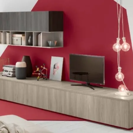Parete Attrezzata Modulo 6 finitura Olmo Chiaro e Scuro di Veneta Cucine
