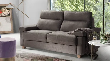 Divano Letto lineare in tessuto con piedi in legno Bogart di Vitarelax