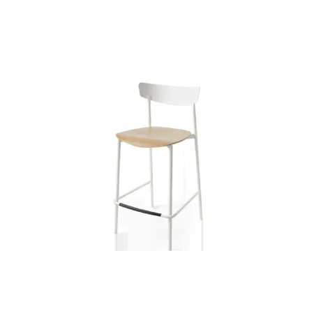 Sgabello Clip in metallo con seduta in legno di Connubia