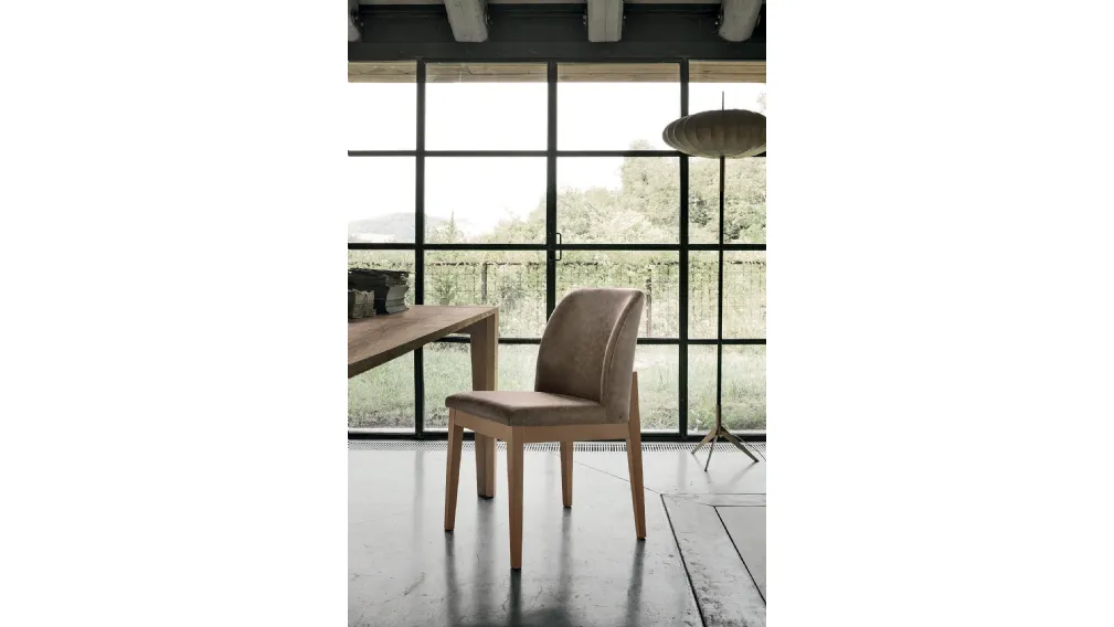 Sedia Salisburgo con struttura in legno verniciato e seduta in morbido tessuto Soft Touch Vintage di Target Point