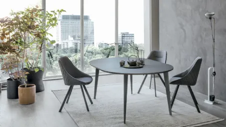 Tavolo rotondo allungabile Aiace in laminato con base in metallo verniciato di Target Point
