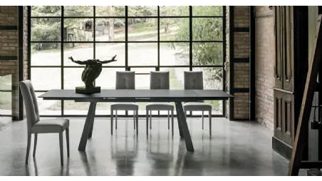 Tavolo moderno Ponente 180 di Target Point in metallo e vetro opaco allungabile