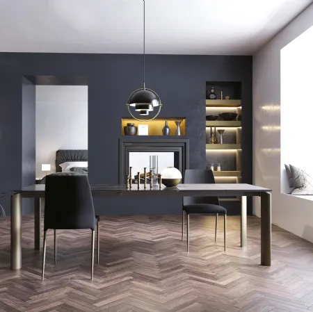 Tavolo T1507 Circle 160 in vetroceramica lucida di Zamagna