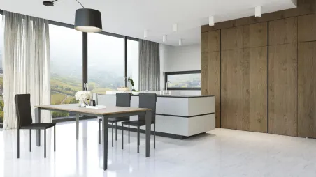Tavolo T1518 Freccia 140 in melaminico rovere di Zamagna