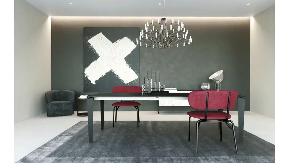 Tavolo T1522 Freccia 160 in laminato nero di Zamagna