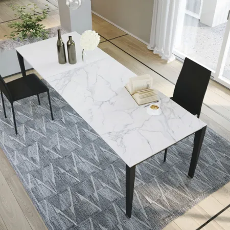 Tavolo T1538 Diapason 160 in vetroceramica opaca bianco calacatta di Zamagna