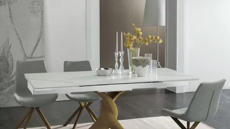 Tavolo allungabile rettangolare Twist in gres porcellanato con base in poliuretano di Target Point