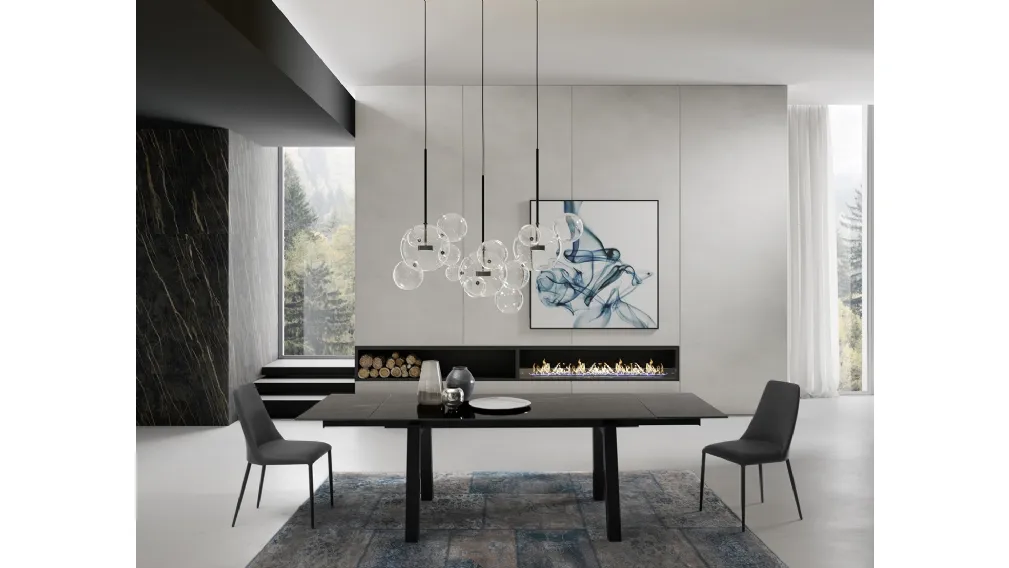 Tavolo T1358A Sand 180 in ceramica nero lucido di Zamagna