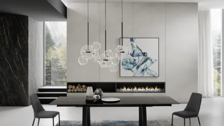 Tavolo T1358A Sand 180 in ceramica nero lucido di Zamagna