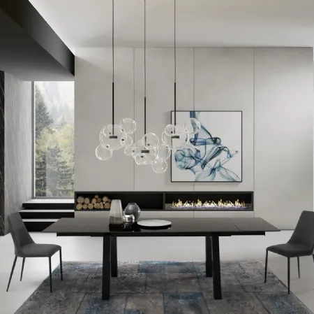 Tavolo T1358A Sand 180 in ceramica nero lucido di Zamagna