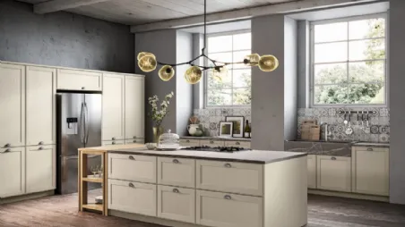 Cucina Moderna con isola in legno laccato Bianco Maestrale M09 di Scandola