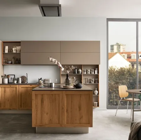Cucina Moderna angolare Milano in Rovere e laccato Marrone di Veneta Cucine
