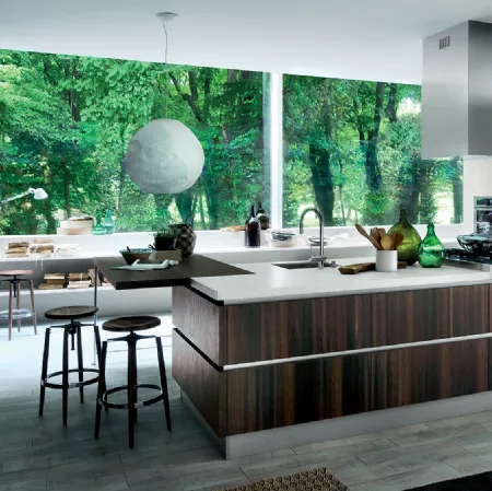 Cucina Moderna Oyster con isola in Rovere Botte di Veneta Cucine