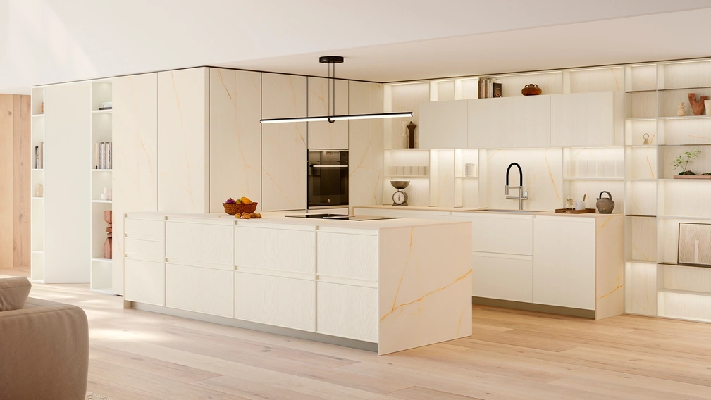 Cucina Moderna Sakura 13 in Frassino laccato Bianco di Veneta Cucine