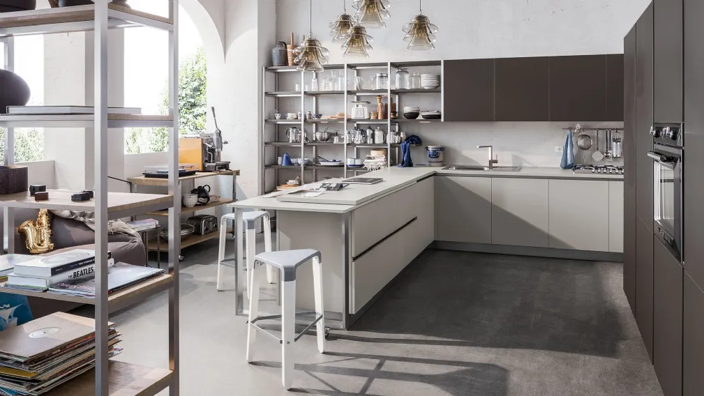 Cucina Moderna Start-Time J 07 finitura Antracite e Grigio di Veneta Cucine