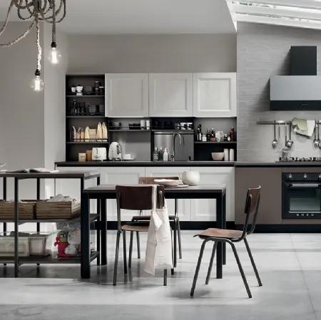 Cucina Moderna Start Time lineare finitura Antracite e Sequoia Bianco di Veneta Cucine