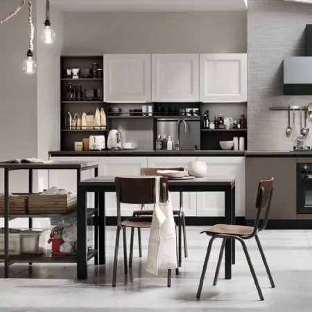 Cucina Moderna Tablet Go finitura Link Sequoia Bianco e Grigio di Veneta Cucine