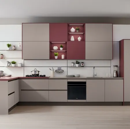 Cucina Moderna angolare Milano Grigio e Bianco di Veneta Cucine